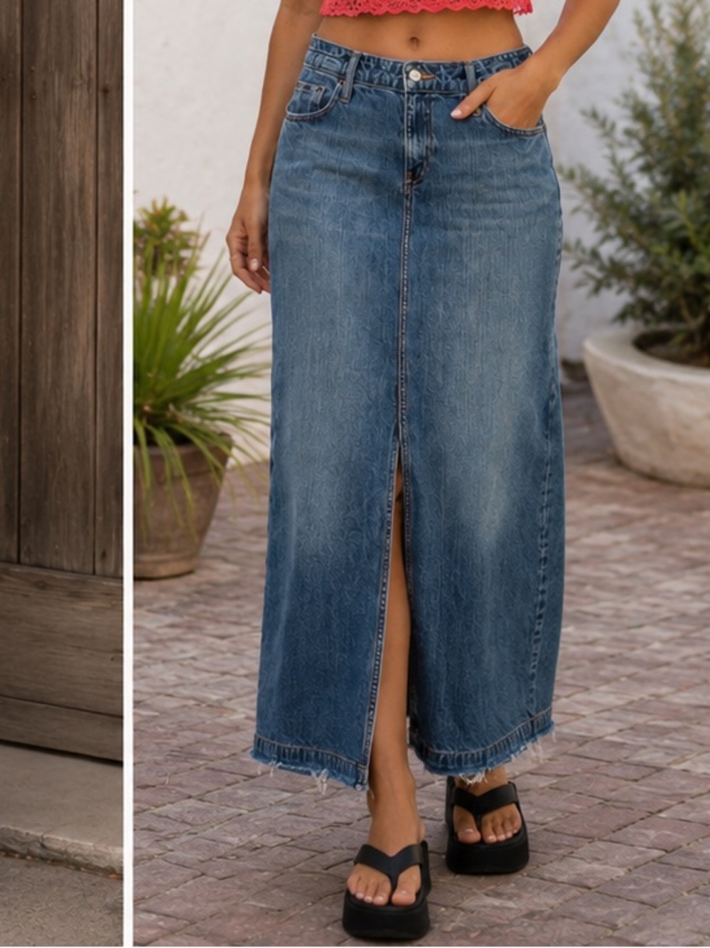 Denim jean maxi skirt Y2K Hint Jeans size 11 women’s 100% cotton 36”